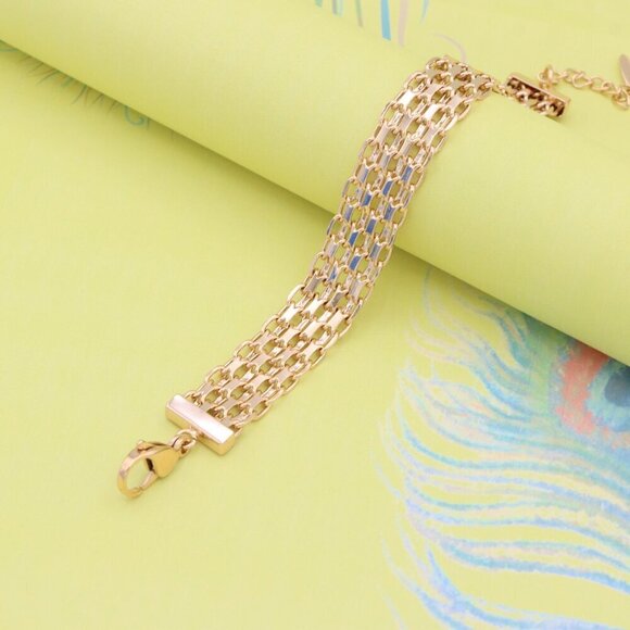 "Rose Gold Plated Multi-Link Chain Bracelet, XPBL0860 - Picture 6 of 12